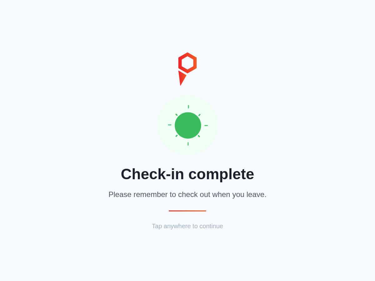 Check-in complete confirmation