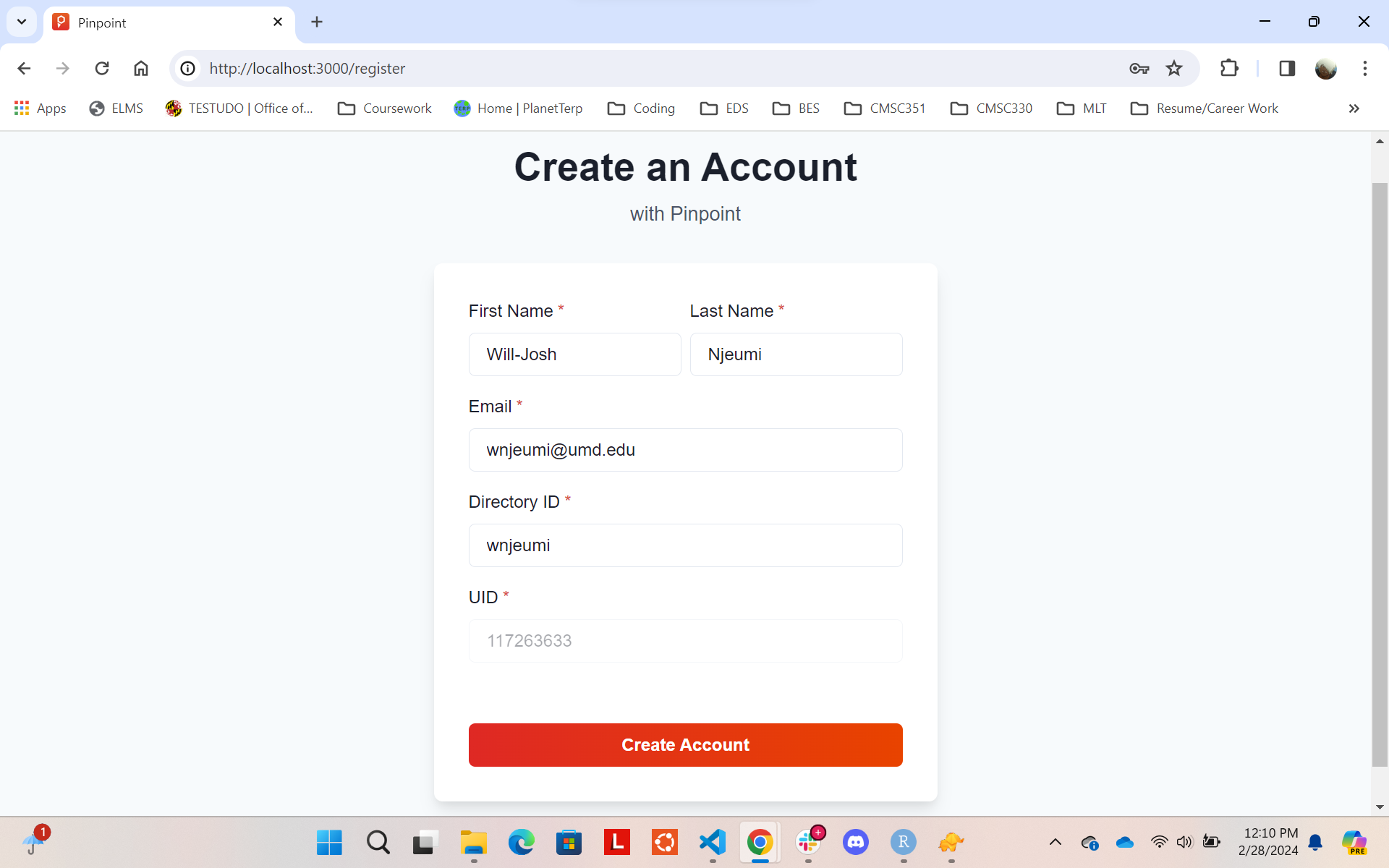 Pinpoint Account Creation