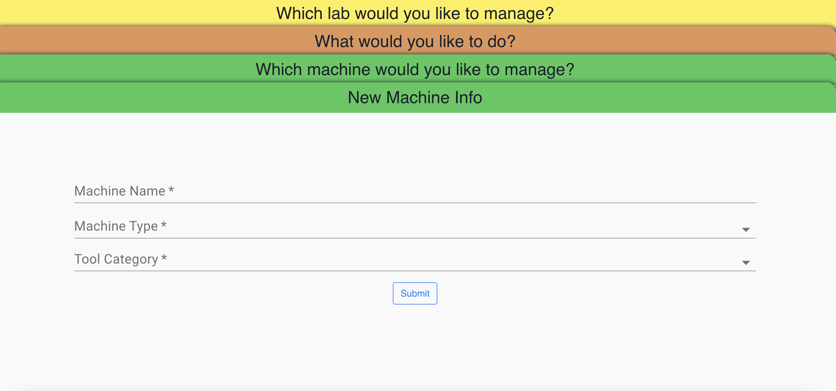 Pinpoint Manage Machines Add Screen