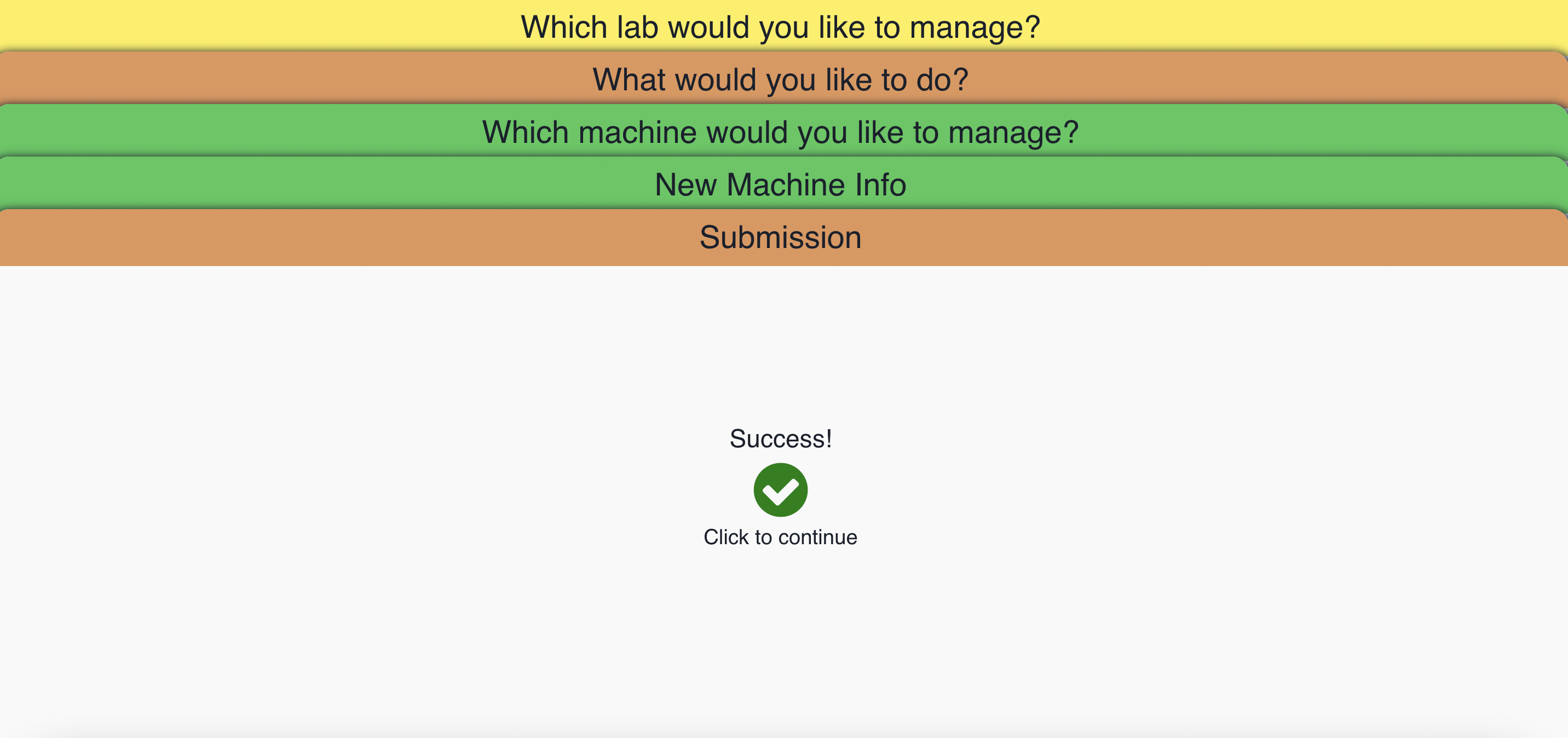 Pinpoint Manage Machines Submission Screen