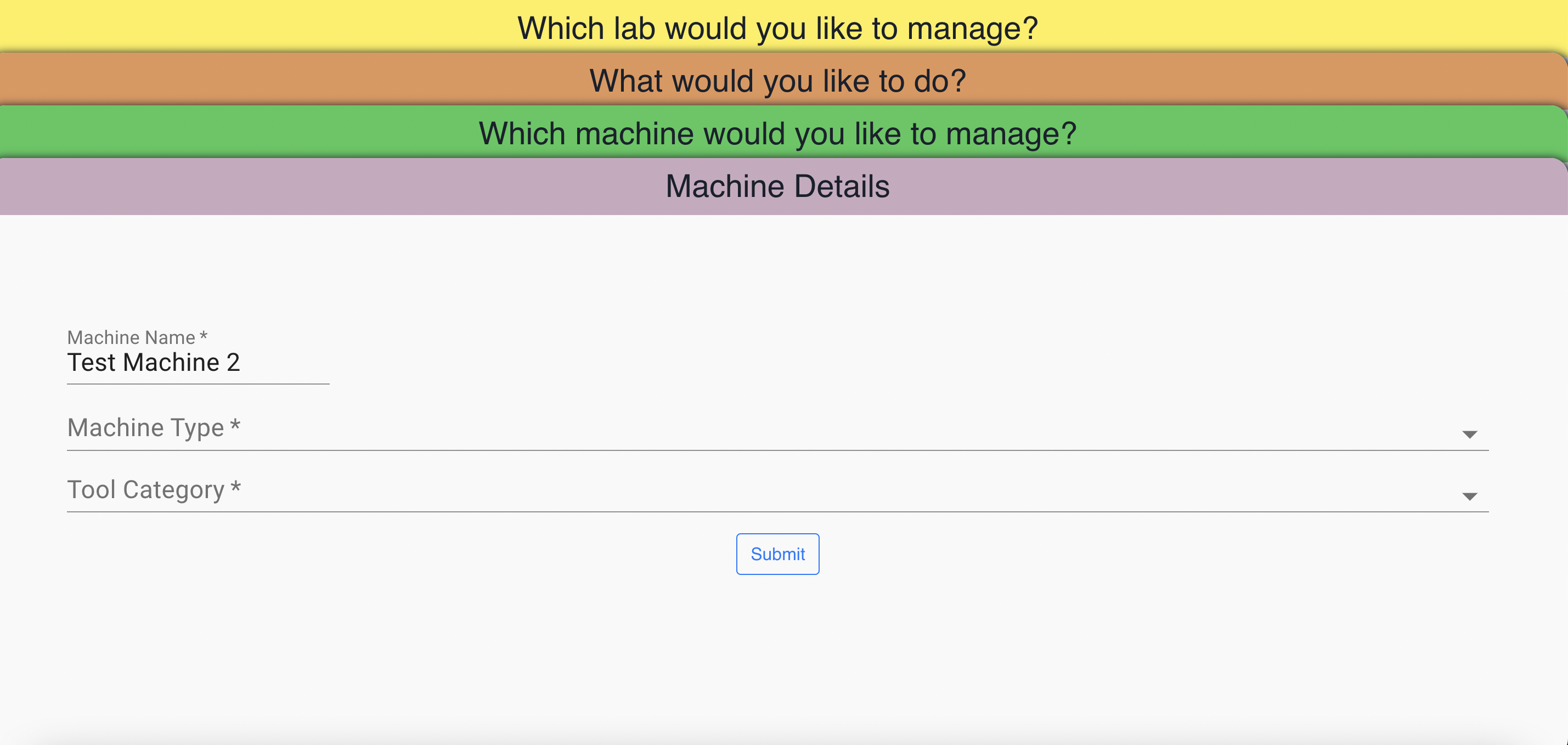 Pinpoint Manage Machines Update Screen