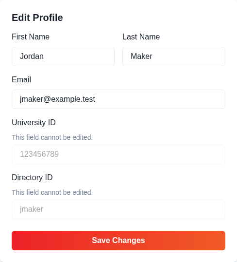 Email field on the Pinpoint profile
