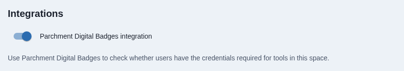 Parchment Digital Badges integration switch in Space settings