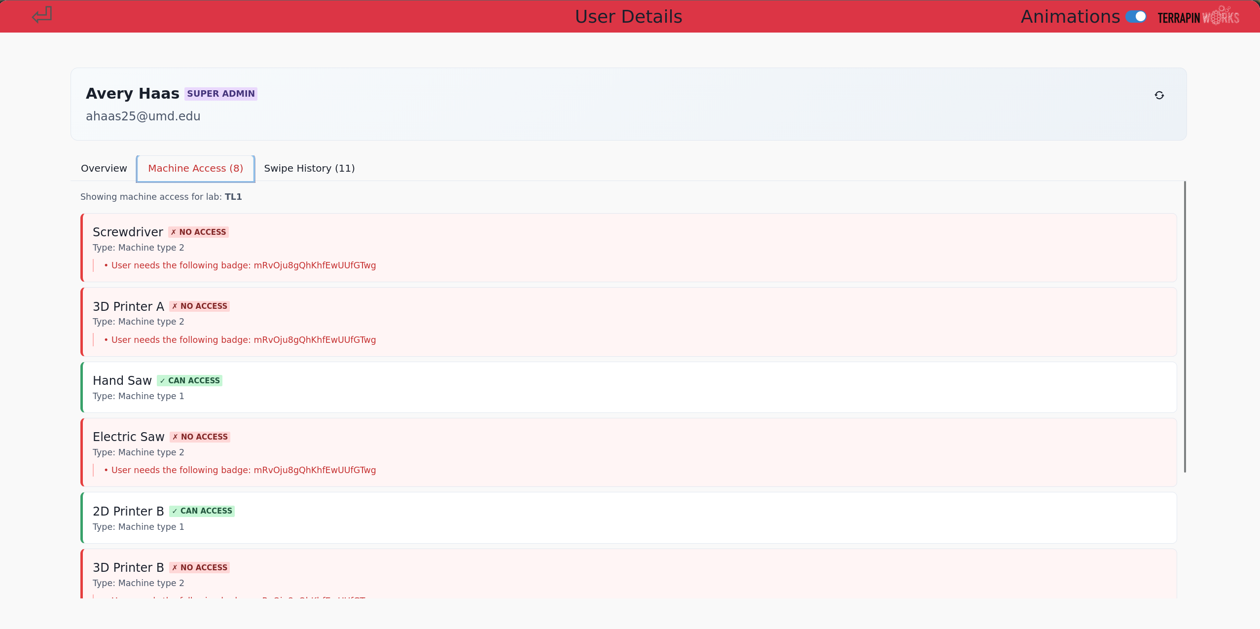 Viewing Badge Access